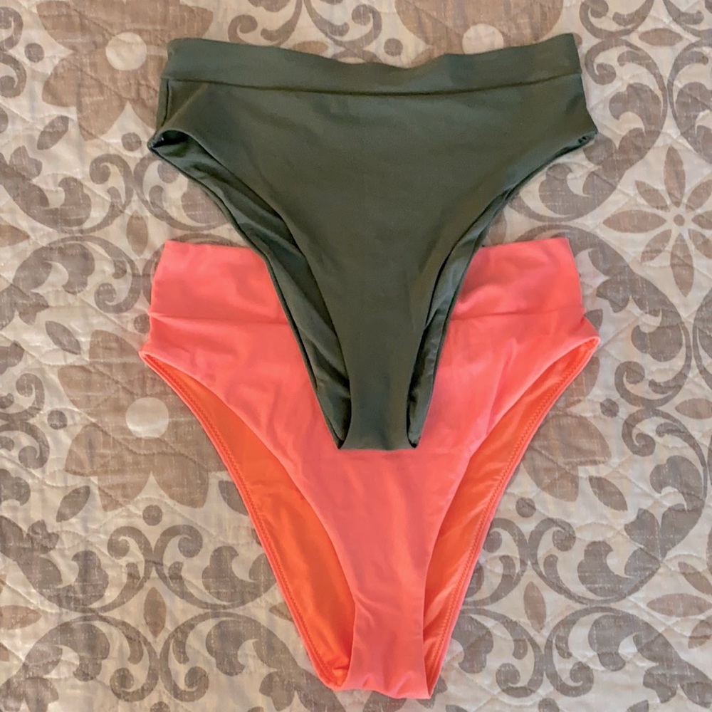 2 Aerie high cut cheeky swim bottoms
